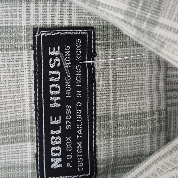 Custom Nobel House Men's Green/Grey/White Plaid Long Sleeve Cotton Shirt, XL - Picture 2 of 11